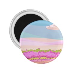 Pink And White Forest Illustration Adventure Time Cartoon 2 25  Magnets by Sarkoni