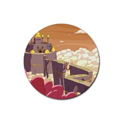 Animated Castle Illustration Adventure Time Cartoon Nature Rubber Coaster (round) by Sarkoni