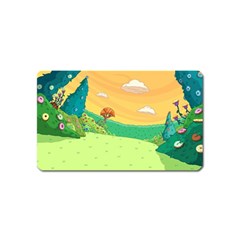 Green Field Illustration Adventure Time Multi Colored Magnet (name Card) by Sarkoni