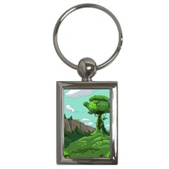 Adventure Time Cartoon Green Color Nature  Sky Key Chain (rectangle)