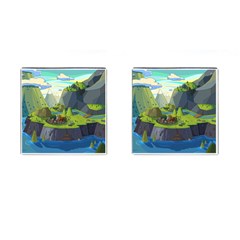 Cartoon Network Mountains Landscapes Seas Illustrations Adventure Time Rivers Cufflinks (square) by Sarkoni