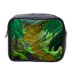Green Pine Trees Wallpaper Adventure Time Cartoon Green Color Mini Toiletries Bag (two Sides) by Sarkoni