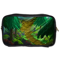 Green Pine Trees Wallpaper Adventure Time Cartoon Green Color Toiletries Bag (two Sides) by Sarkoni