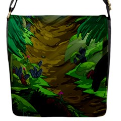 Green Pine Trees Wallpaper Adventure Time Cartoon Green Color Flap Closure Messenger Bag (s)