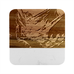Green Pine Trees Wallpaper Adventure Time Cartoon Green Color Marble Wood Coaster (square) by Sarkoni