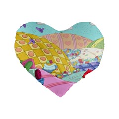 Pillows And Vegetable Field Illustration Adventure Time Cartoon Standard 16  Premium Flano Heart Shape Cushions by Sarkoni
