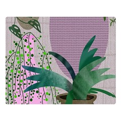 Botanical Plants Green Sheet Art Premium Plush Fleece Blanket (large) by Sarkoni