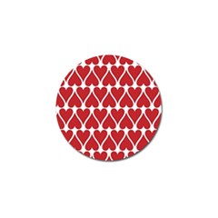 Hearts Pattern Seamless Red Love Golf Ball Marker by Apen