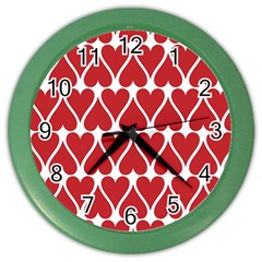 Hearts Pattern Seamless Red Love Color Wall Clock by Apen