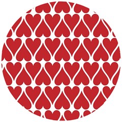 Hearts Pattern Seamless Red Love Wooden Puzzle Round by Apen