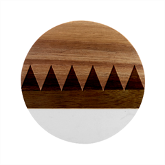 Zig Zag Chevron Classic Pattern Marble Wood Coaster (round)