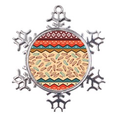 Ethnic-tribal-pattern-background Metal Large Snowflake Ornament by Apen
