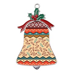Ethnic-tribal-pattern-background Metal Holly Leaf Bell Ornament by Apen