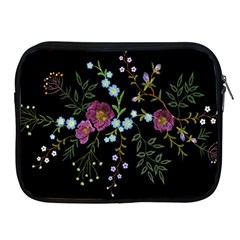 Embroidery Trend Floral Pattern Small Branches Herb Rose Apple Ipad 2/3/4 Zipper Cases by Ndabl3x
