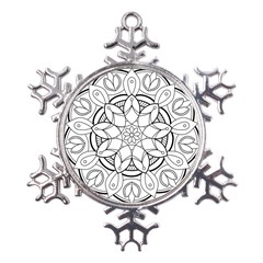 Mandala Drawing Dyes Page Metal Large Snowflake Ornament by Ravend