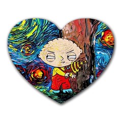 Cartoon Starry Night Vincent Van Gogh Heart Mousepad by Modalart