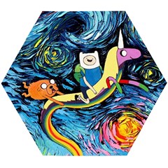 Adventure Time Art Starry Night Van Gogh Wooden Puzzle Hexagon by Modalart