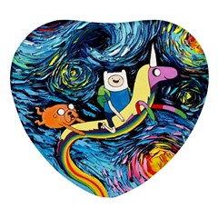 Adventure Time Art Starry Night Van Gogh Heart Glass Fridge Magnet (4 Pack) by Modalart