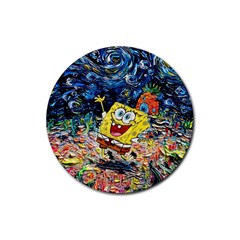 Art Cartoon Starry Night Van Gogh Rubber Coaster (round) by Modalart
