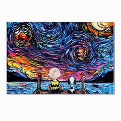 Cartoon Dog Vincent Van Gogh s Starry Night Parody Postcard 4 x 6  (pkg Of 10) by Modalart