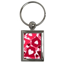 Pink Hearts Pattern Love Shape Key Chain (rectangle)