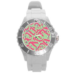 Pattern Ornament Gothic Style Elegant Font Tattoos Round Plastic Sport Watch (l) by Bedest