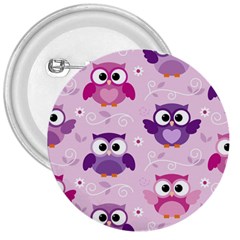 Seamless Cute Colourfull Owl Kids Pattern 3  Buttons by Bedest