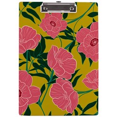 Pink Flower Seamless Pattern A4 Acrylic Clipboard by Bedest