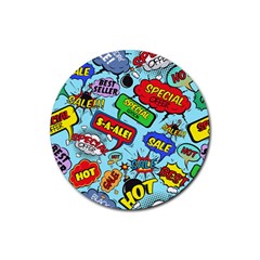Comic Bubbles Seamless Pattern Rubber Coaster (round) by Bedest
