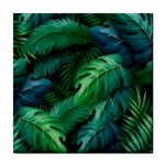 Tropical Green Leaves Background Tile Coaster