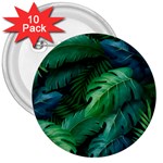 Tropical Green Leaves Background 3  Buttons (10 pack) 