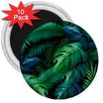 Tropical Green Leaves Background 3  Magnets (10 pack) 
