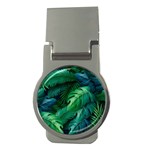 Tropical Green Leaves Background Money Clips (Round) 