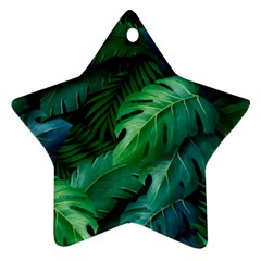 Tropical Green Leaves Background Star Ornament (two Sides) by Bedest