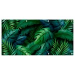 Tropical Green Leaves Background Banner and Sign 8  x 4 