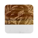 Tropical Green Leaves Background Marble Wood Coaster (Square)