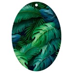 Tropical Green Leaves Background UV Print Acrylic Ornament Oval