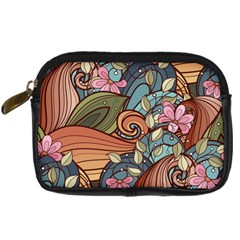 Multicolored Flower Decor Flowers Patterns Leaves Colorful Digital Camera Leather Case by Pakjumat