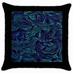 Abstract Blue Wave Texture Patten Throw Pillow Case (black) by Pakjumat