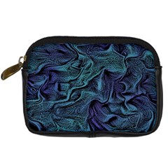 Abstract Blue Wave Texture Patten Digital Camera Leather Case by Pakjumat