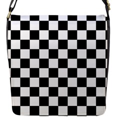 Black White Checker Pattern Checkerboard Flap Closure Messenger Bag (s) by Pakjumat