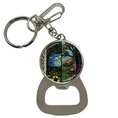 Four Assorted Illustrations Collage Winter Autumn Summer Picture Bottle Opener Key Chain by Pakjumat