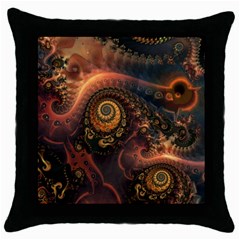 Paisley Abstract Fabric Pattern Floral Art Design Flower Throw Pillow Case (black) by Pakjumat