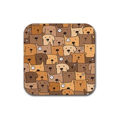 Cute Dog Seamless Pattern Background Rubber Coaster (square)