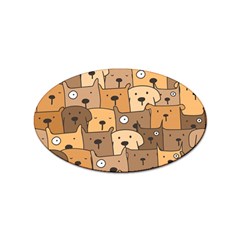Cute Dog Seamless Pattern Background Sticker Oval (100 Pack)