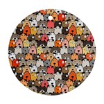 Cute Dog Seamless Pattern Background Ornament (Round)