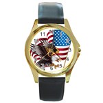 American Eagle Clip Art Round Gold Metal Watch