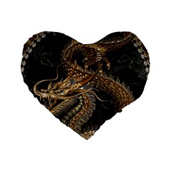 Fantasy Dragon Pentagram Standard 16  Premium Flano Heart Shape Cushions by Maspions