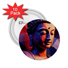 Let That Shit Go Buddha Low Poly (6) 2 25  Buttons (10 Pack)  by 1xmerch