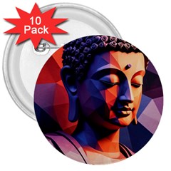 Let That Shit Go Buddha Low Poly (6) 3  Buttons (10 Pack)  by 1xmerch